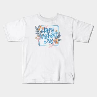 Elegant Happy Mother's Day Calligraphy with Floral Frame Kids T-Shirt